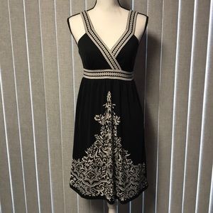 INC Black and White Sundress with Faceted Beads S